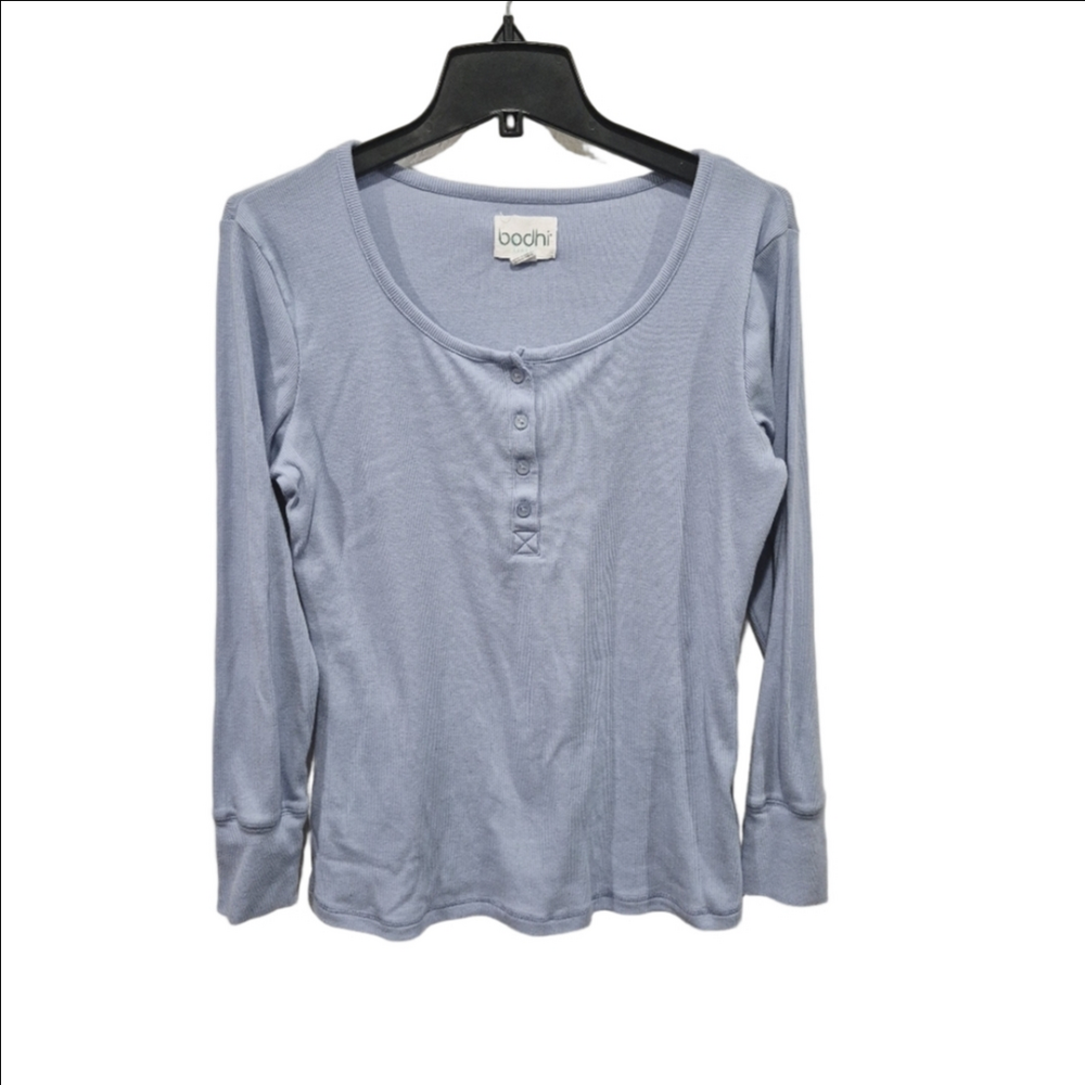 Bodhi Ribbed Blue Long Sleeve Top